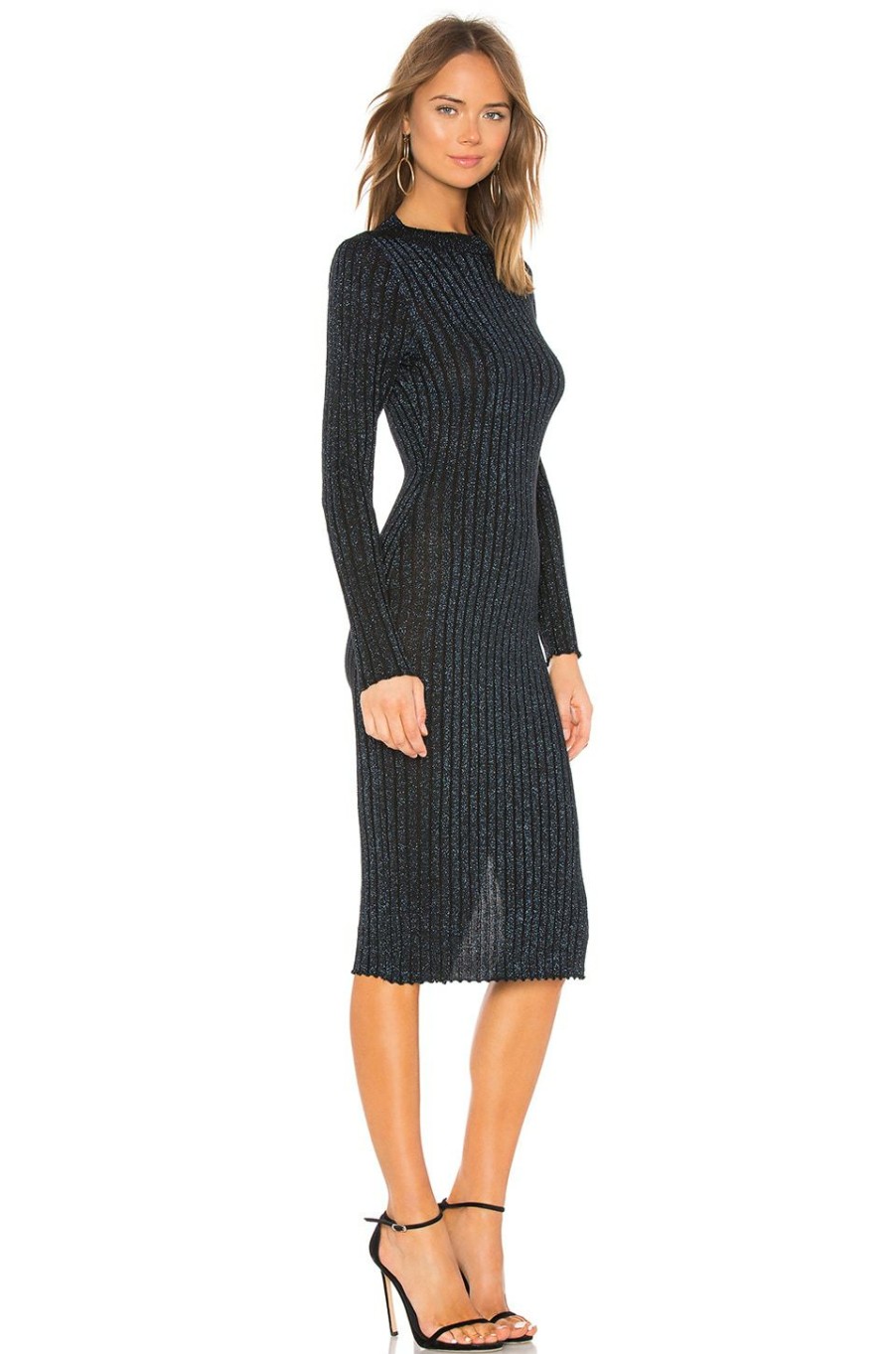 By Style * | Superdown Aliza Sweater Dress Blue Metallic