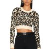 Sweaters & Knits * | Lovers And Friends Hali Leopard Crop Sweater Brown & Black Multi