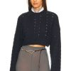 Sweaters & Knits * | L'Academie Dallyce Cable Micro Cropped Sweater Midnight Navy