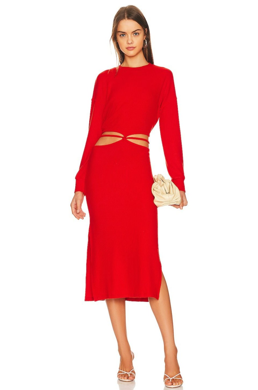 By Style * | Lna Vestido Sweater Rib Wrap Tomato