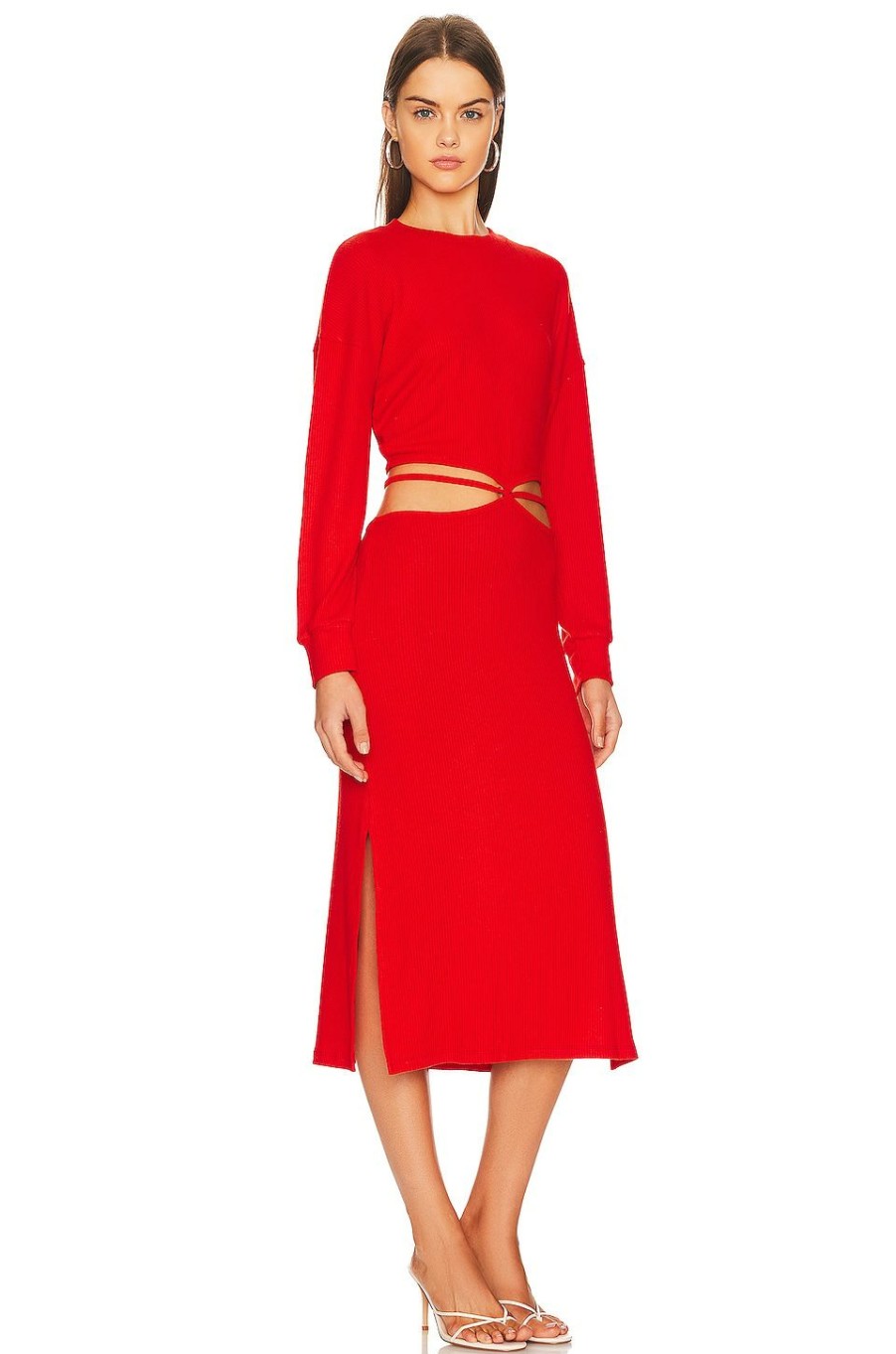 By Style * | Lna Vestido Sweater Rib Wrap Tomato