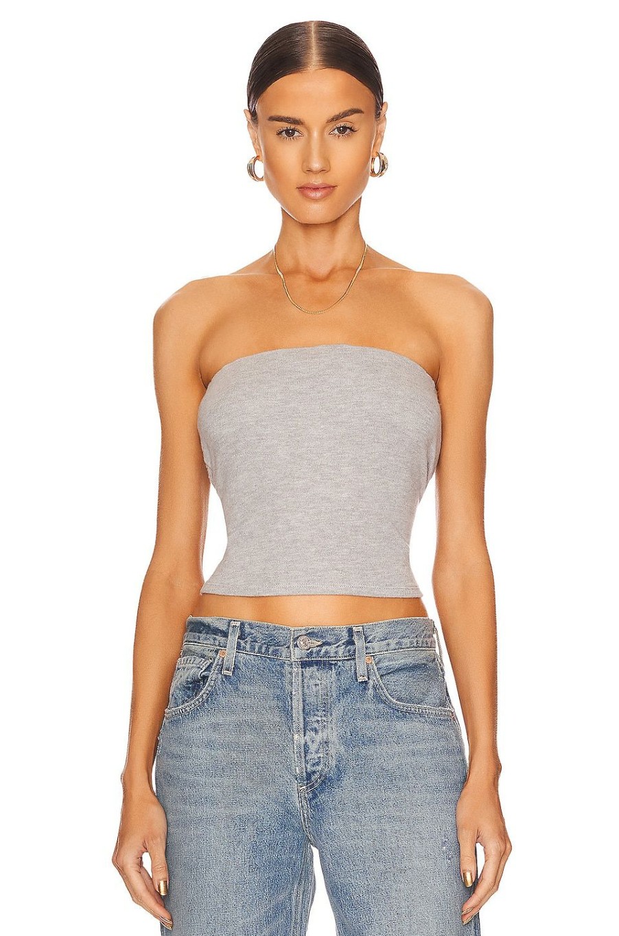 Tops * | Donni Top Bandeau Sweater Heather Grey