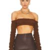 Tops * | Laquan Smith Cable Knit Bandeau Sweater Top Russet