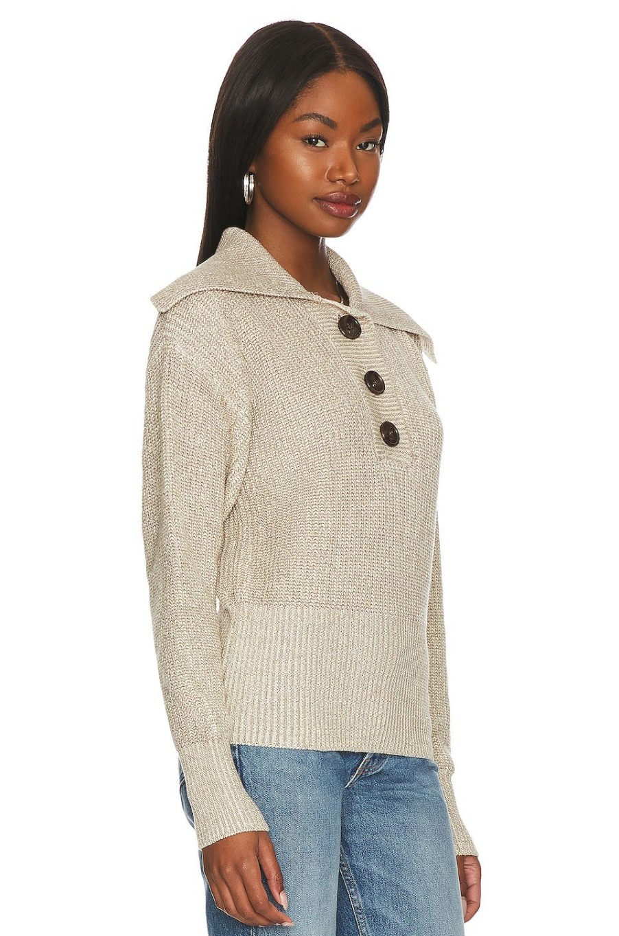 Sweaters & Knits * | Varley Audrey Knit Polo Sweater Olive Sand