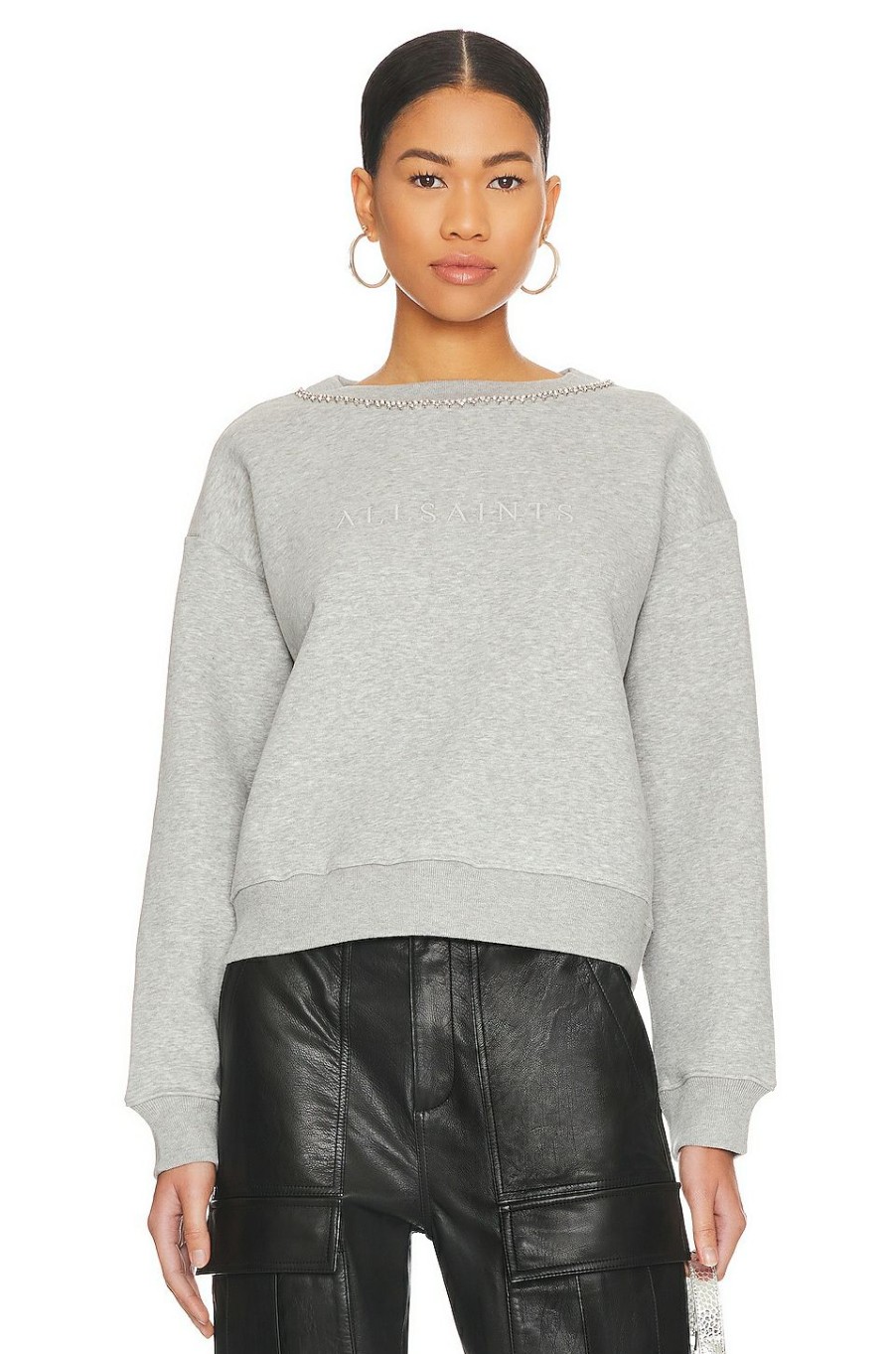 Sweaters & Knits * | Allsaints Pippa Diamante Sweater Grey Marl