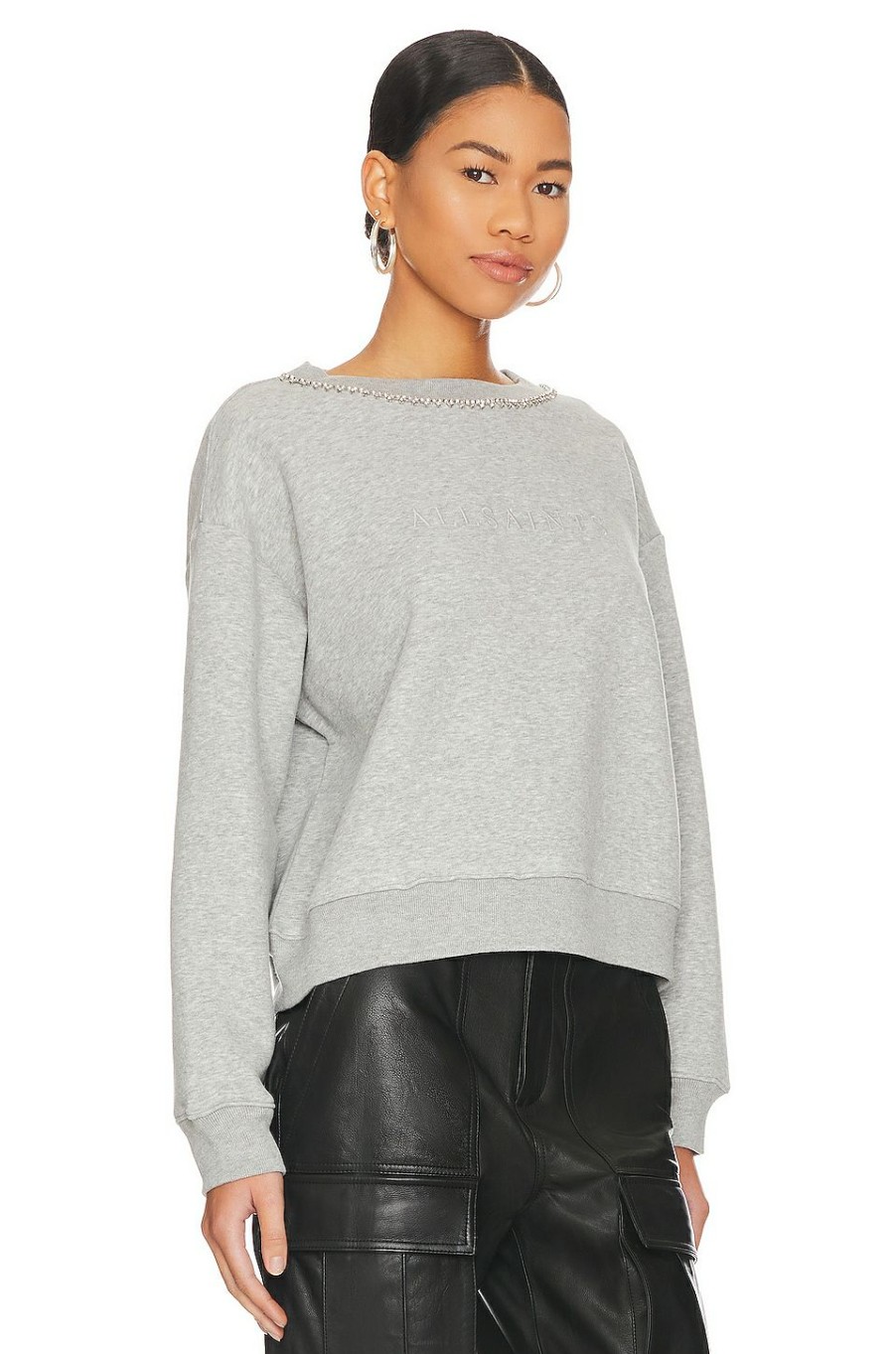 Sweaters & Knits * | Allsaints Pippa Diamante Sweater Grey Marl