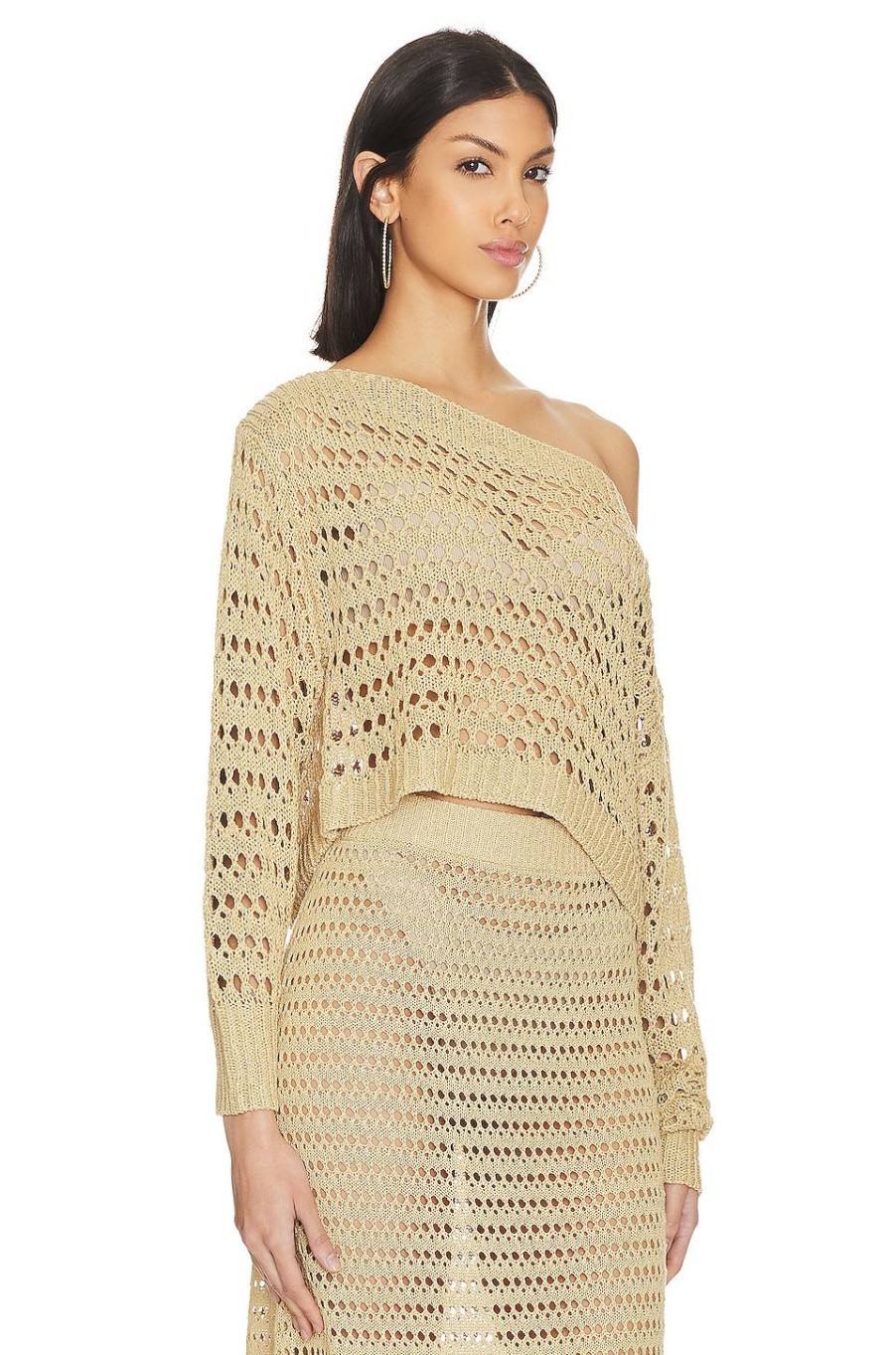 Sweaters & Knits * | L'Academie Jalisa Open Stitch Sweater Tan