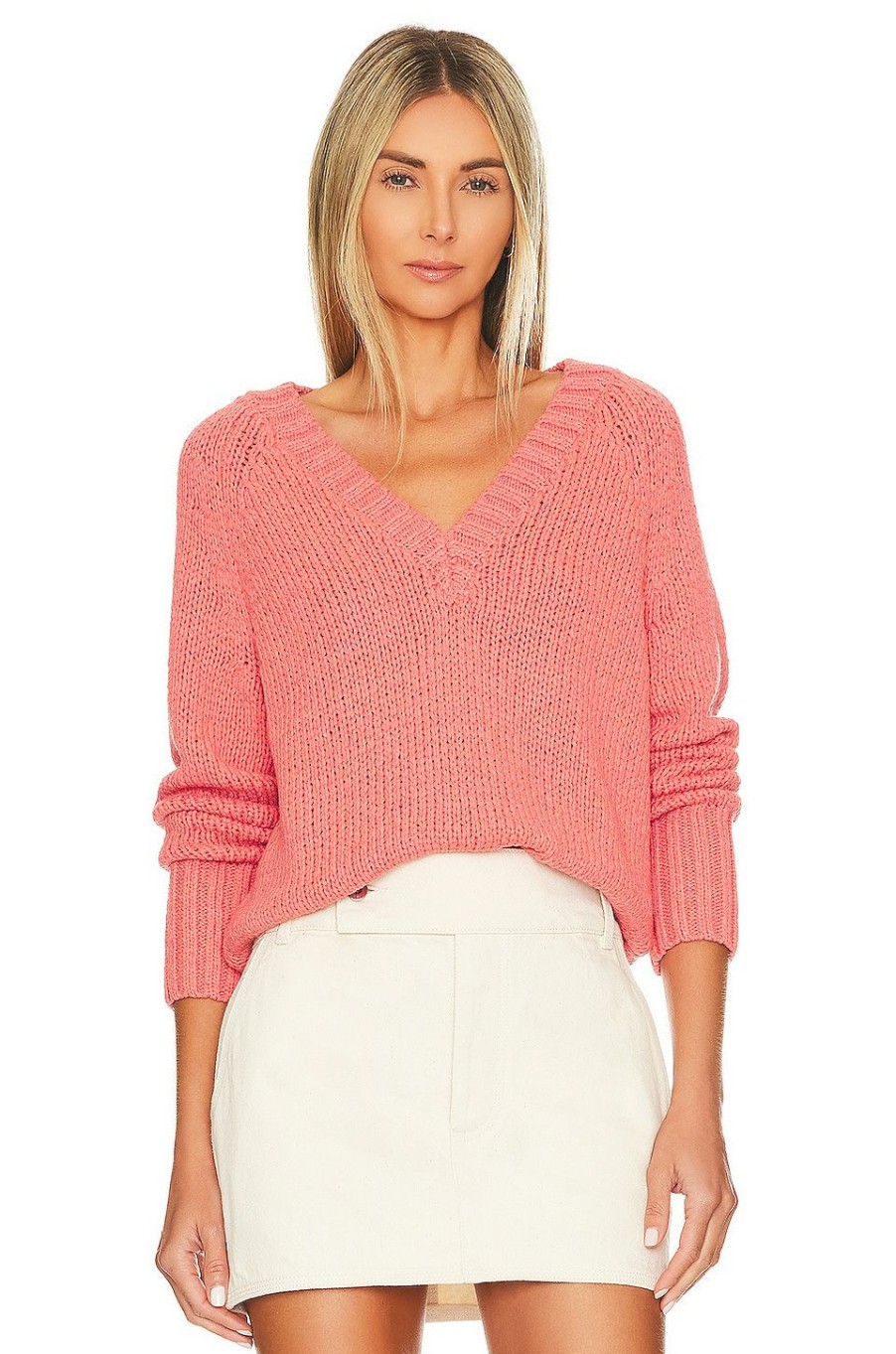 Sweaters & Knits * | White + Warren Sweater Geranium Pink