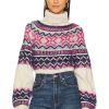 Sweaters & Knits * | Majorelle Lizelle Fair Isle Sweater Pink & Blue Multi