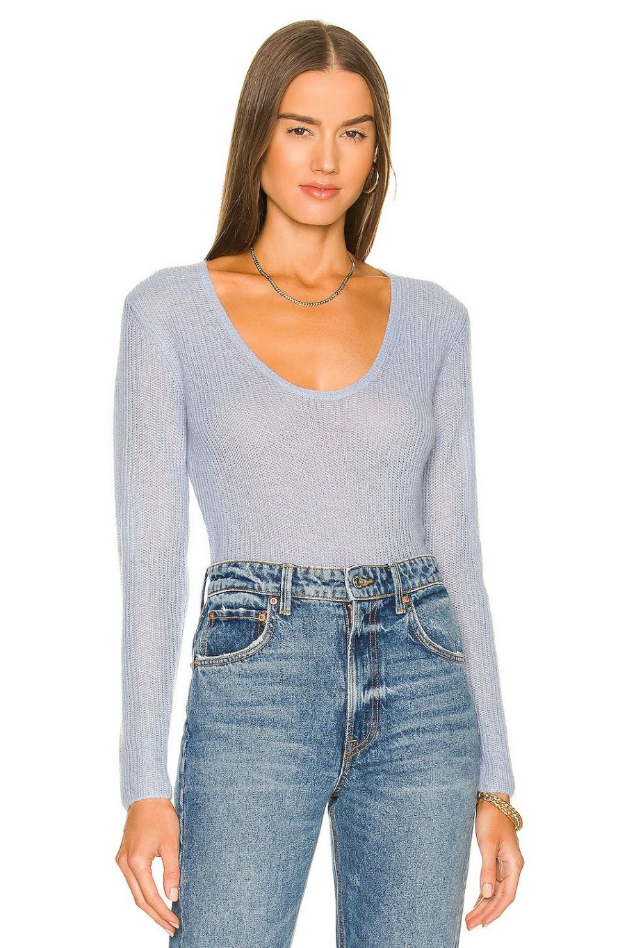 Tops * | Vince Scoop Neck Pullover Sweater Light Peri Blue