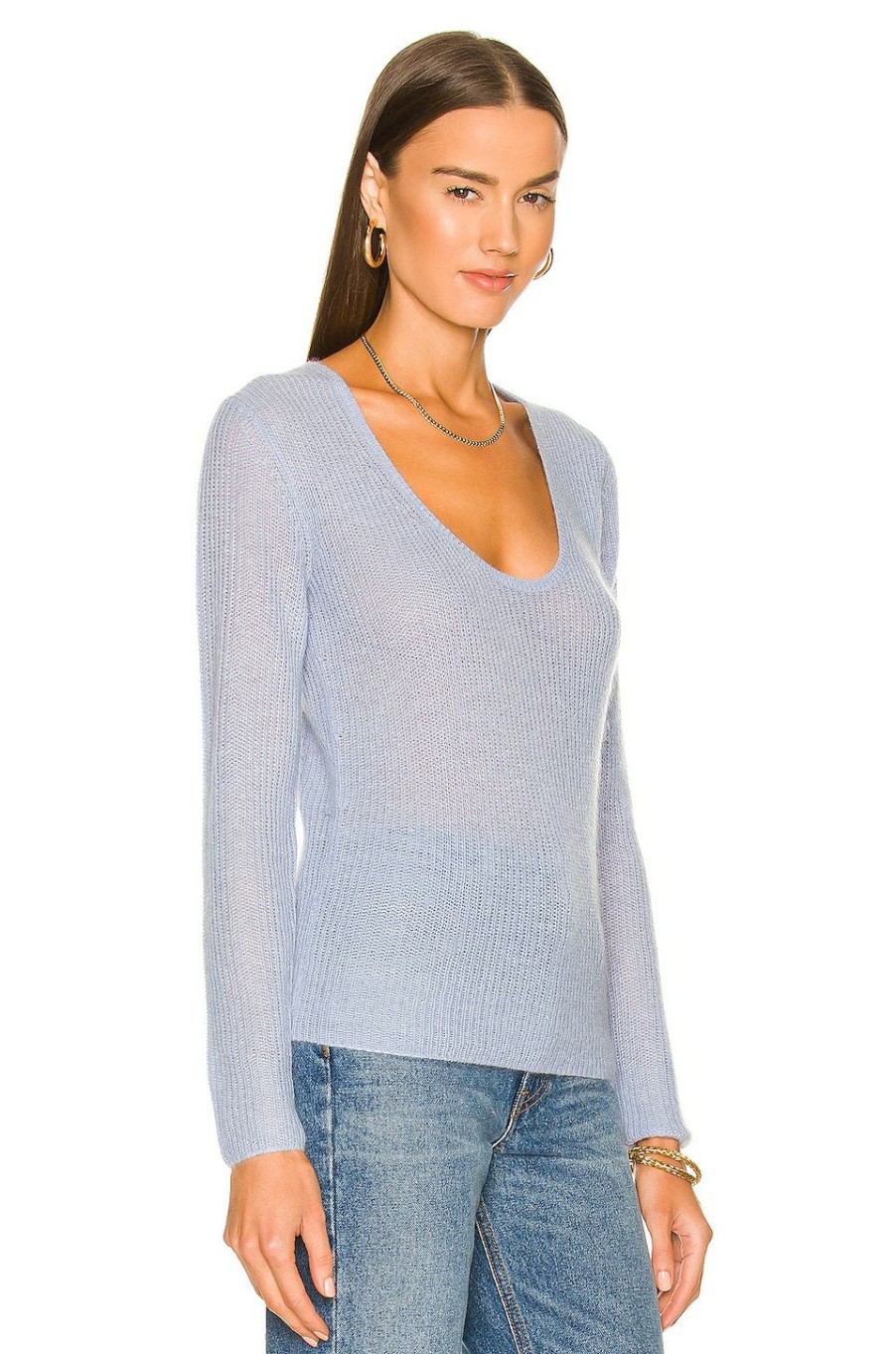 Tops * | Vince Scoop Neck Pullover Sweater Light Peri Blue