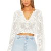 Sweaters & Knits * | House Of Harlow 1960 X Revolve Kameli Pointelle Cropped Sweater Ivory