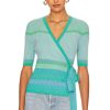 Sweaters & Knits * | Diane Von Furstenberg Lyric Sweater Knit Stripe Cloud Turquoise