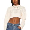 Sweaters & Knits * | L'Academie Pasca Pointelle Cropped Sweater Ivory