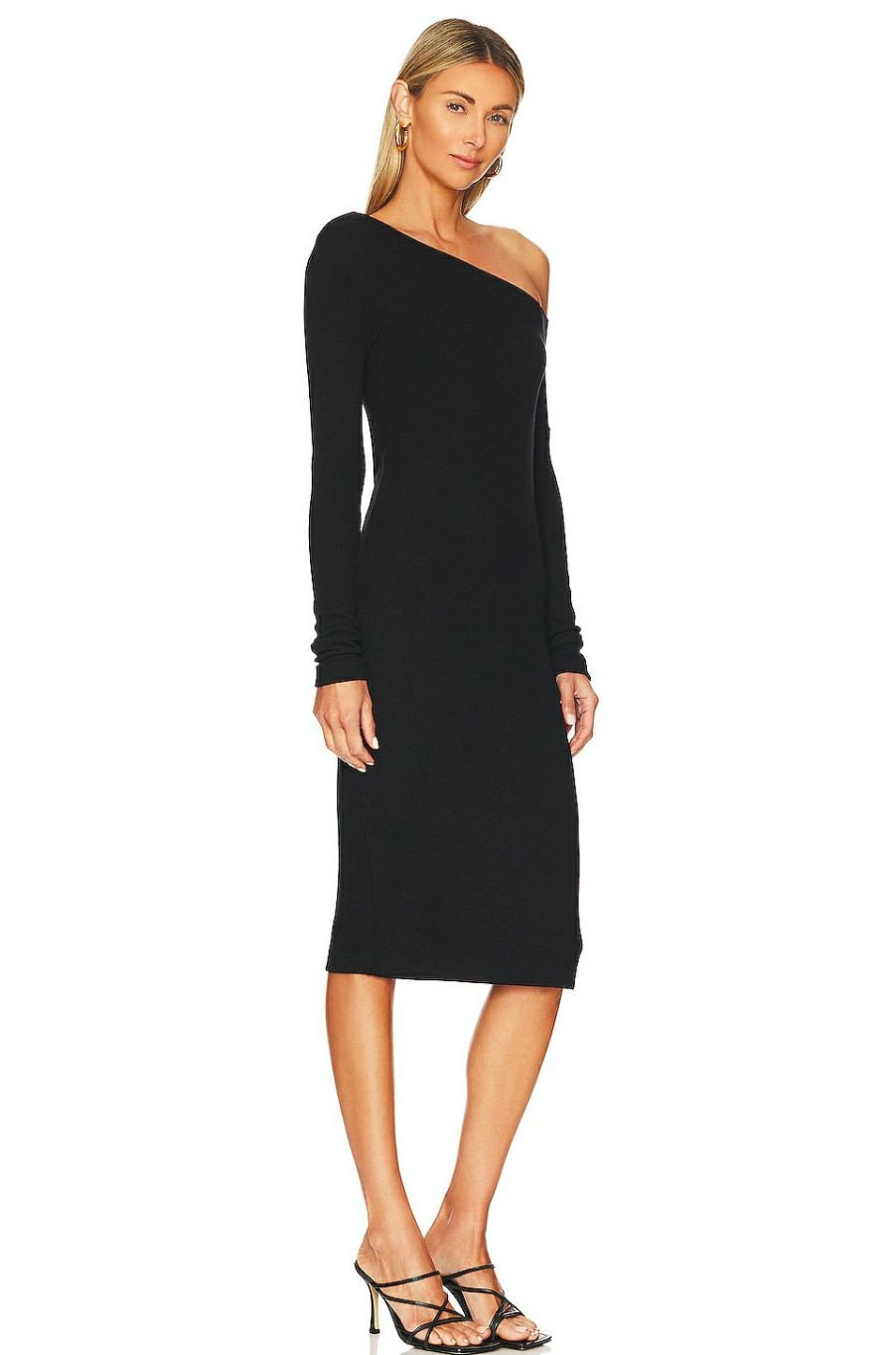 By Style * | Enza Costa Sweater Knit Slouch Shoulder Dress Black