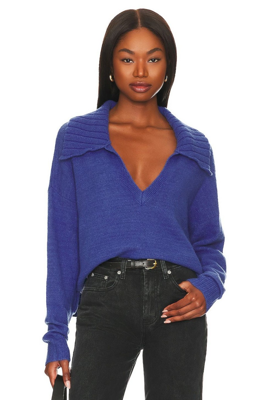 Sweaters & Knits * | Central Park West Yvonne Polo Sweater Blue Jay