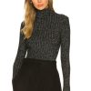 Tops * | Enza Costa Sweater Rib Turtleneck Black & Silver