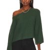 Sweaters & Knits * | L'Academie Jaide Off The Shoulder Crop Sweater Dark Green