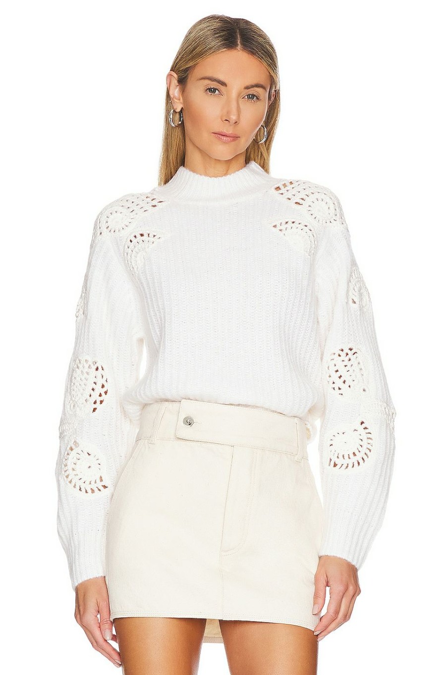 Sweaters & Knits * | Vince Crochet Shell Sweater Off White