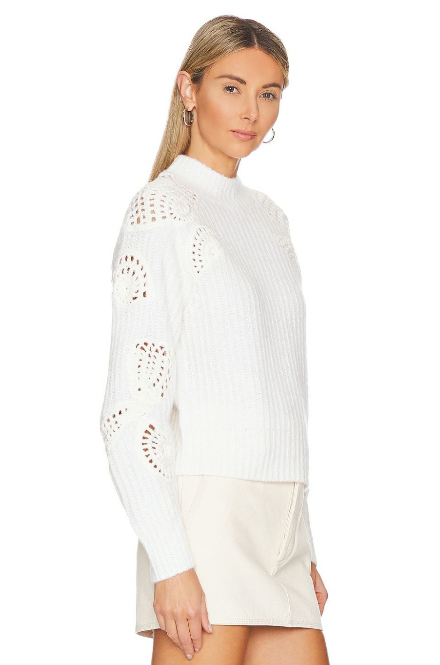 Sweaters & Knits * | Vince Crochet Shell Sweater Off White