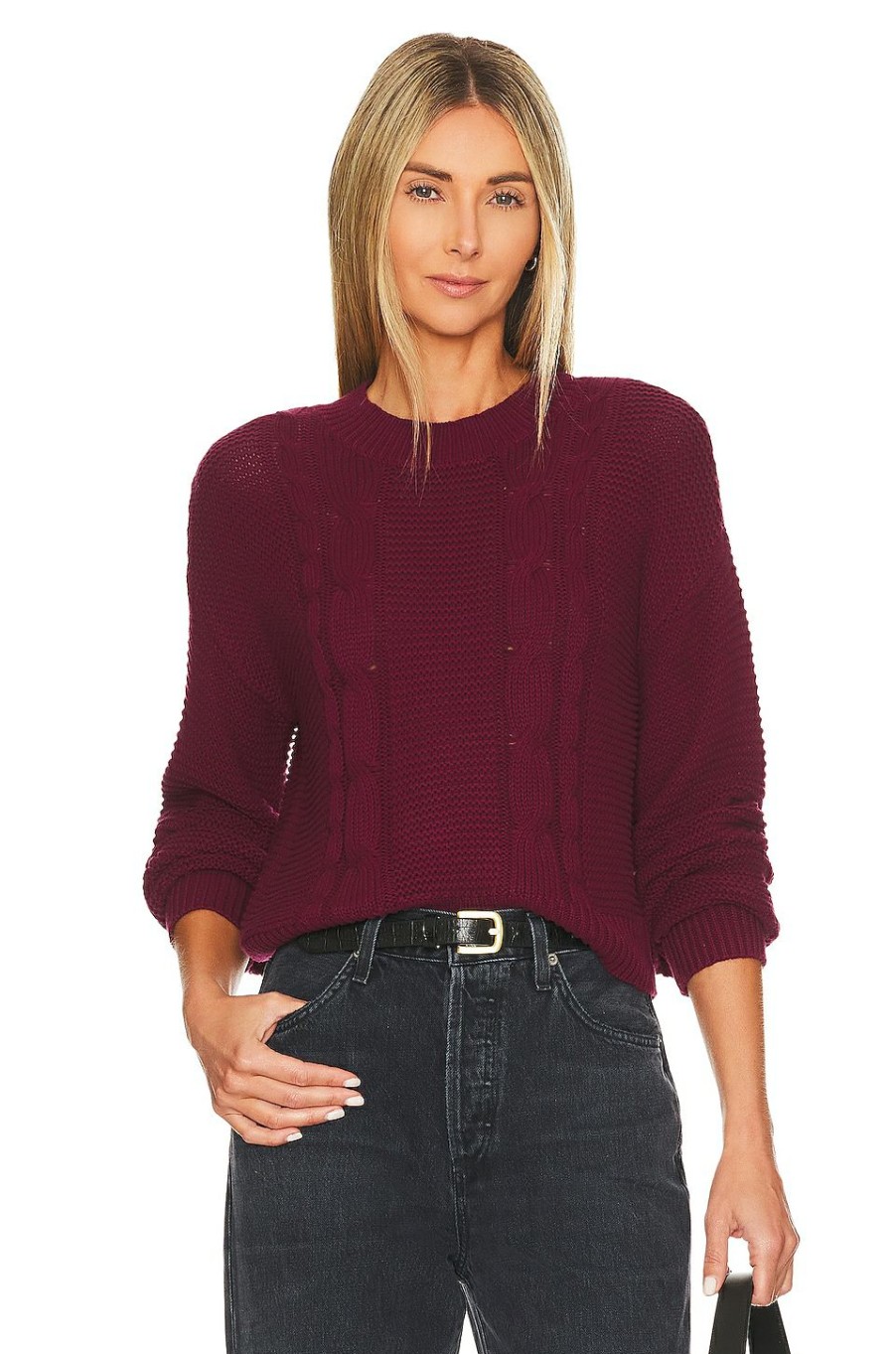 Sweaters & Knits * | 525 Cable Pullover Sweater Wine