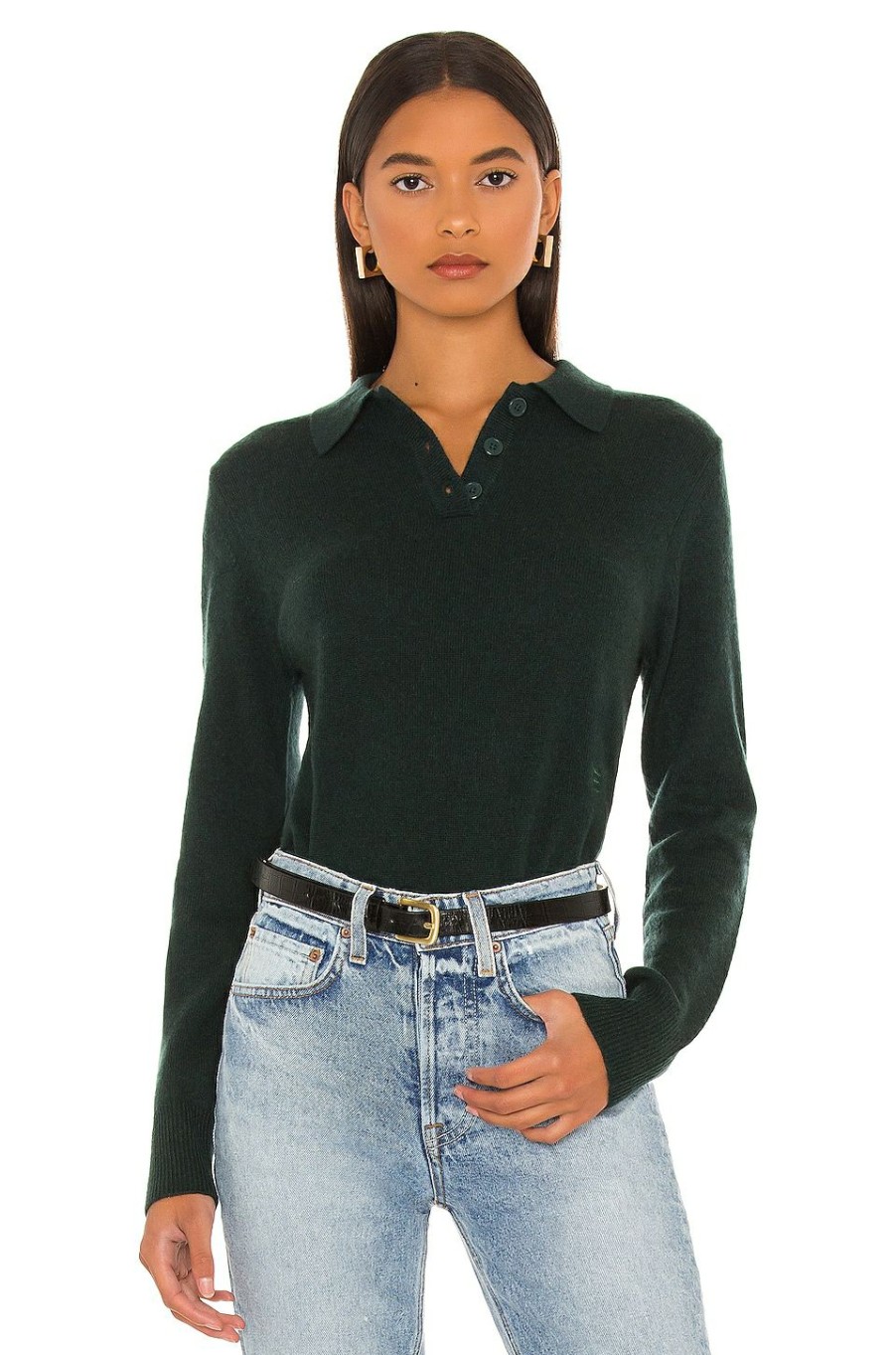 Tops * | Equipment Madalyn Polo Sweater Green Gables