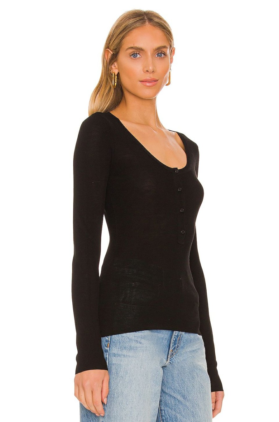 Tops * | Nili Lotan Maia Sweater Top Black