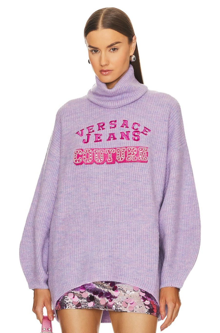 Sweaters & Knits * | Versace Jeans Couture Logo Sweater Lilac