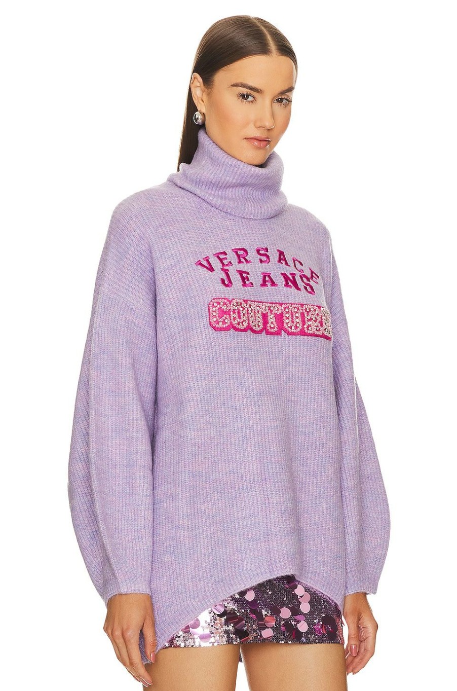 Sweaters & Knits * | Versace Jeans Couture Logo Sweater Lilac