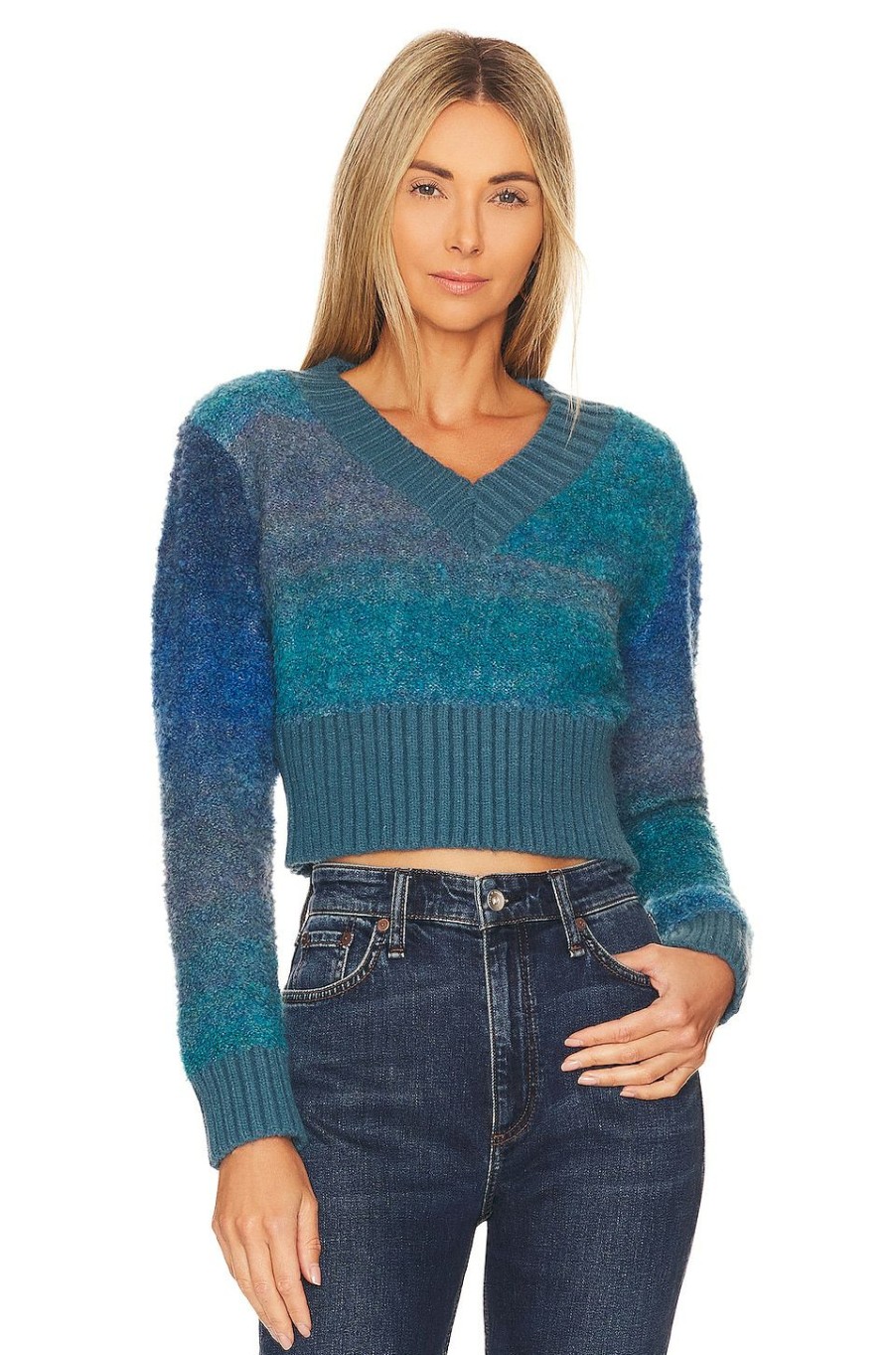 Sweaters & Knits * | All The Ways Charlotte V Neck Sweater Navy Blue