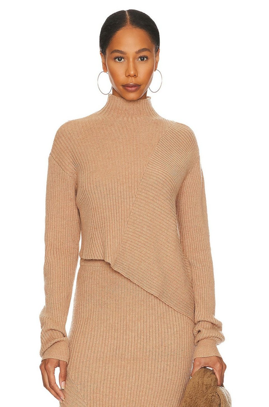 Sweaters & Knits * | L'Academie Leola Mock Neck Sweater Camel