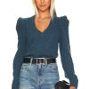 Sweaters & Knits * | Nation Ltd Lara Puff Shoulder V Neck Sweater Muddy Waters