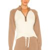 Sweaters & Knits * | Monrow Color Block Raglan Half Zip Sweater Light Khaki & Ivory