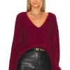 Sweaters & Knits * | Lovers And Friends Malia V Neck Sweater Burgundy