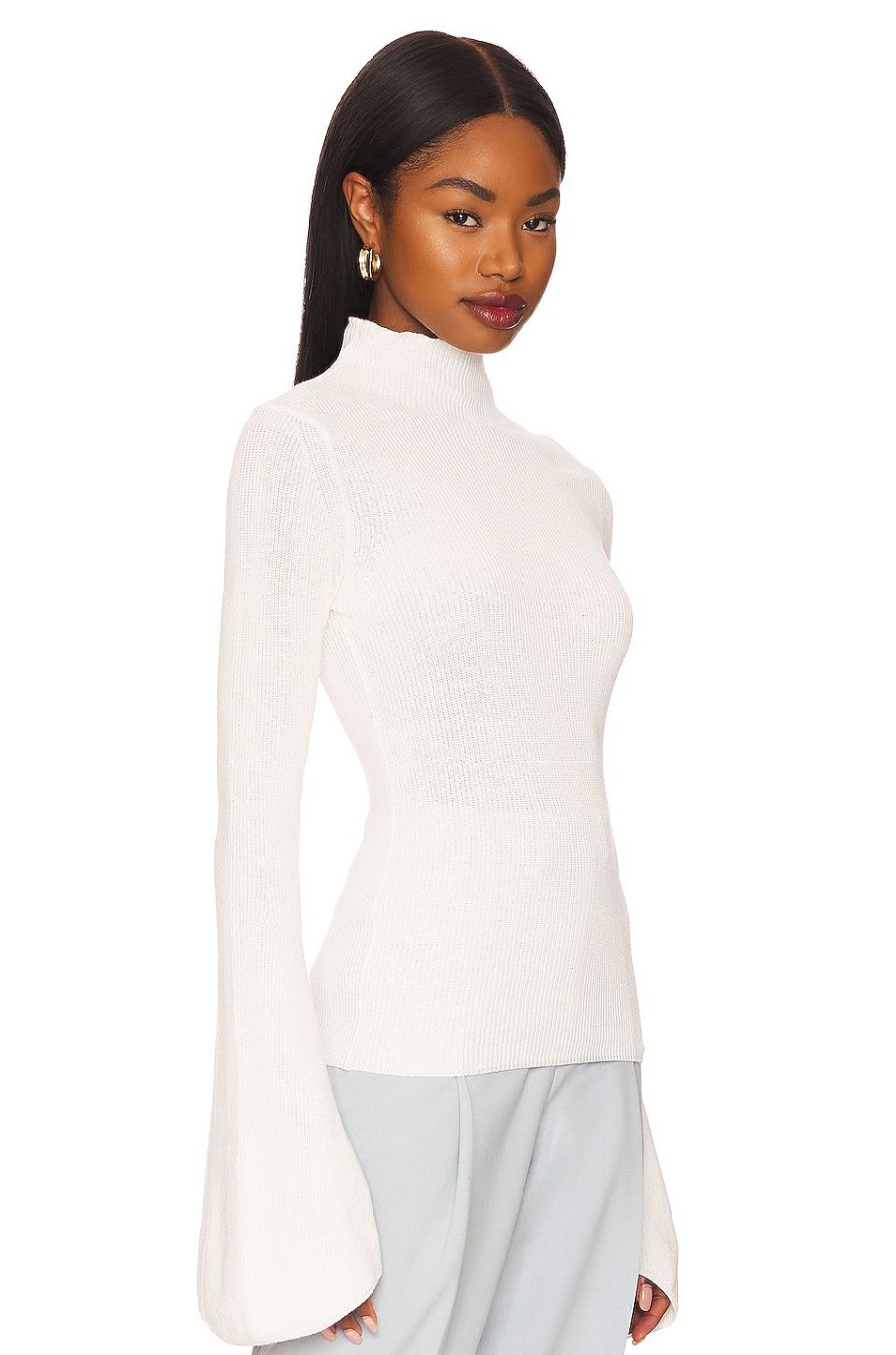 Sweaters & Knits * | L'Academie Farrel Mock Neck Sweater Ivory