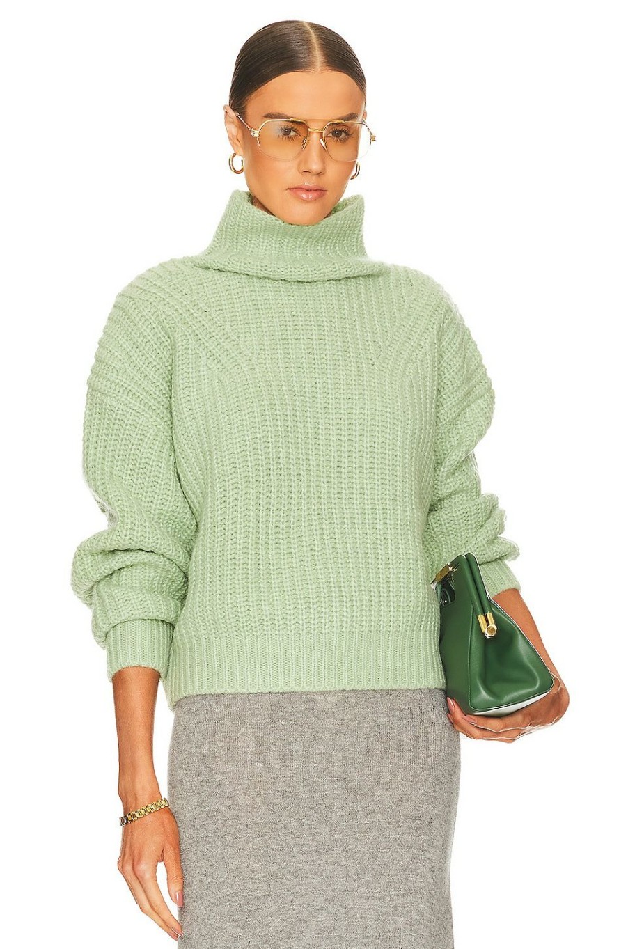 Sweaters & Knits * | Ena Pelly Natalie Knit Sweater Smoke Green