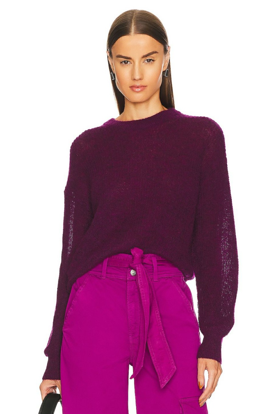 Sweaters & Knits * | Veronica Beard Melinda Crew Neck Sweater Bright Magenta