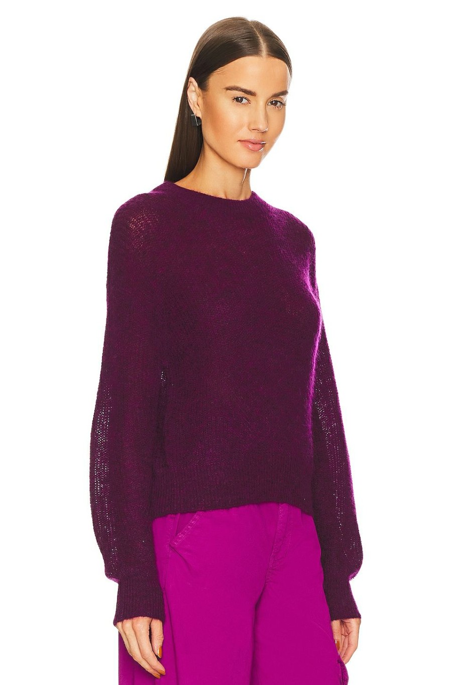 Sweaters & Knits * | Veronica Beard Melinda Crew Neck Sweater Bright Magenta