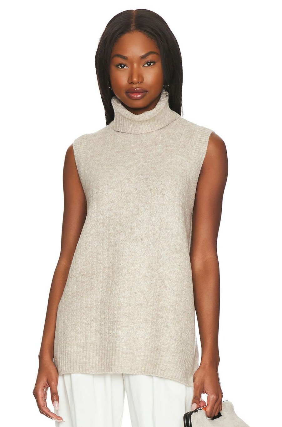 Sweaters & Knits * | 1.State Cabled Turtleneck Sweater Vest Oatmeal