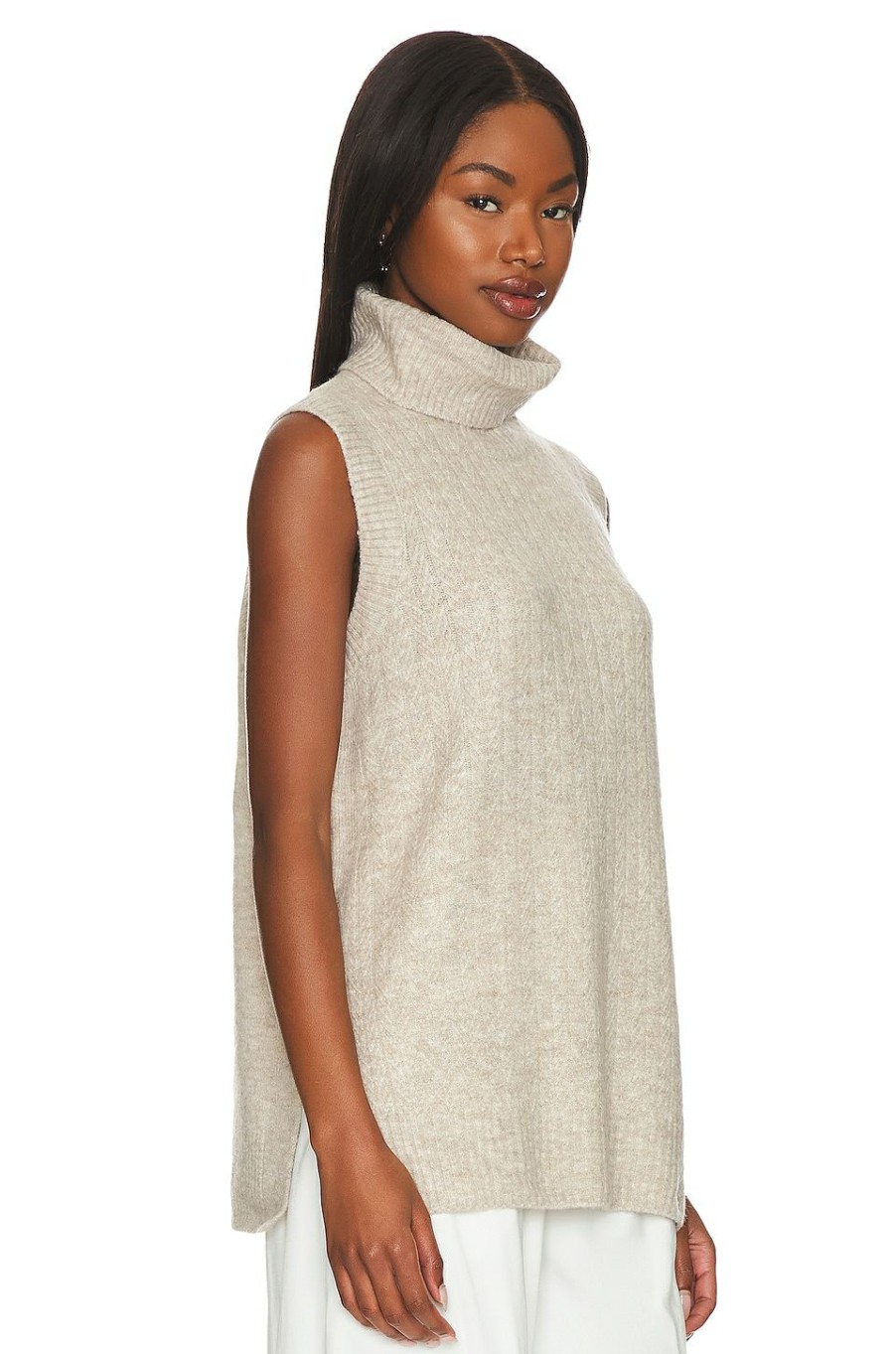 Sweaters & Knits * | 1.State Cabled Turtleneck Sweater Vest Oatmeal